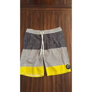 ONeill Mens‎ Striped Board Shorts Yellow Blue White Size 32 Swim Trunks